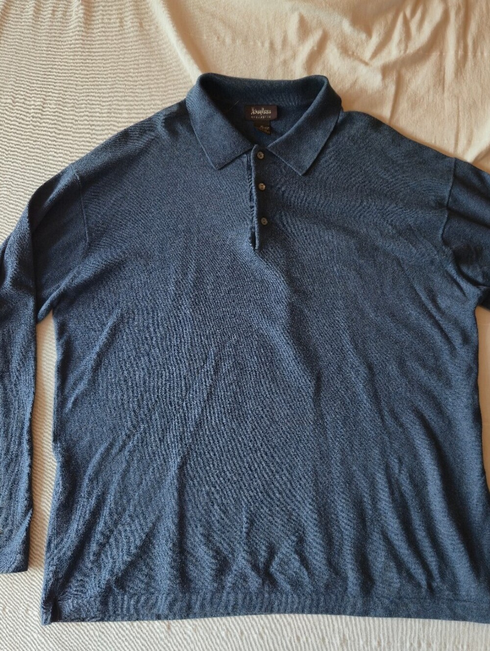 Neiman Marcus Exclusive XL Blue Long Sleeve Polo Shirt
